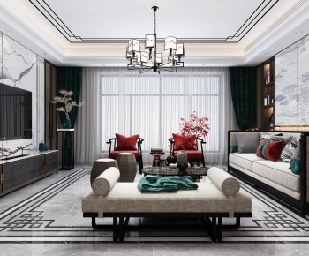 New Chinese Style A Living Room-ID:959263853
