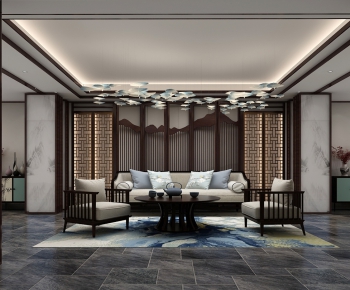 New Chinese Style A Living Room-ID:211985244