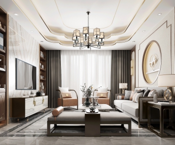 New Chinese Style A Living Room-ID:519121689