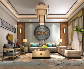 New Chinese Style A Living Room-ID:405178594