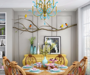 American Style Dining Table And Chairs-ID:204553828