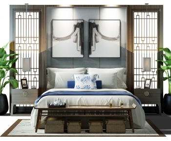 New Chinese Style Double Bed-ID:508667974