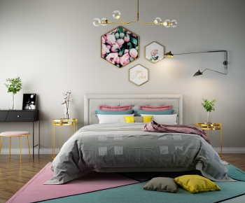 Nordic Style Double Bed-ID:283296488