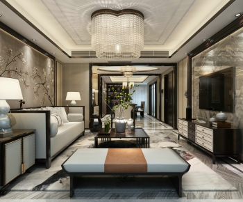 New Chinese Style A Living Room-ID:639938111