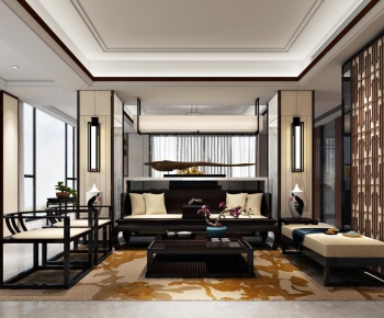 New Chinese Style A Living Room-ID:839153587