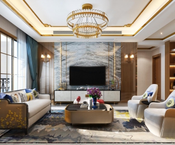 New Chinese Style A Living Room-ID:411155838