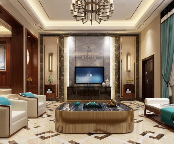 New Chinese Style A Living Room-ID:562216455