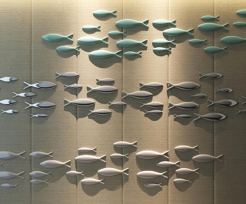 现代新中式鱼墙饰3D模型