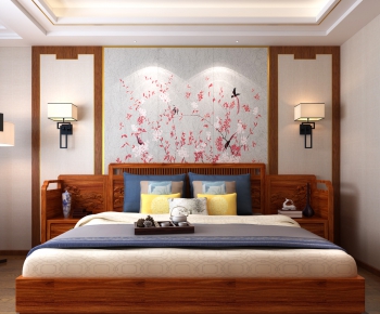 New Chinese Style Double Bed-ID:918219659