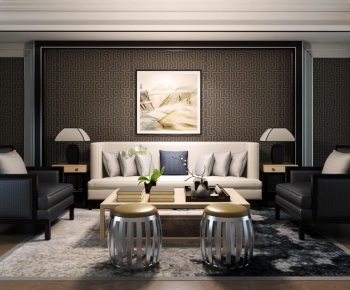 Modern New Chinese Style A Living Room-ID:483290479