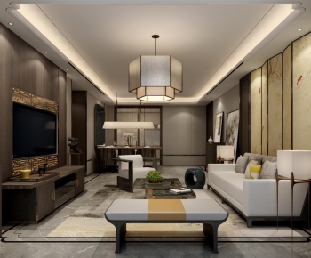 New Chinese Style A Living Room-ID:446612399