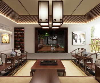 New Chinese Style A Living Room-ID:758347918