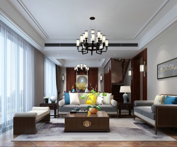 New Chinese Style A Living Room-ID:145533298
