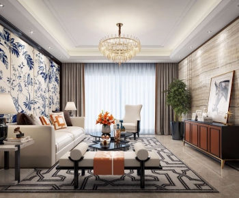 New Chinese Style A Living Room-ID:846549826
