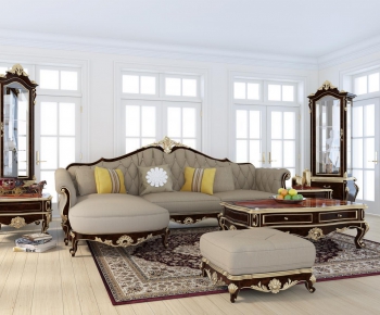 欧式新古典客厅多人沙发茶几脚凳-ID:790667435