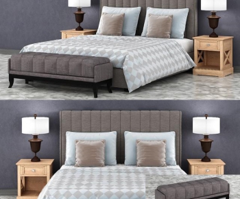 Modern American Style Double Bed-ID:359405531