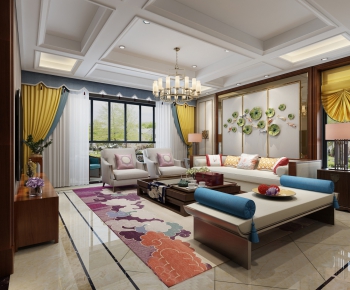 New Chinese Style A Living Room-ID:240877163
