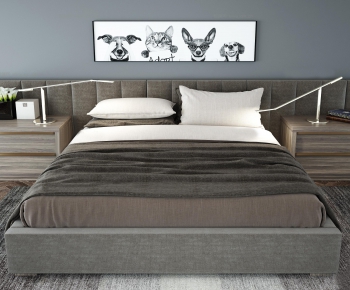 Modern Nordic Style Double Bed-ID:196831786