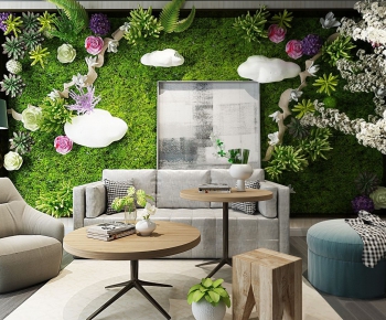 现代植物墙组合沙发-ID:727313919