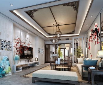 New Chinese Style A Living Room-ID:860198263