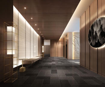 Modern New Chinese Style Corridor Elevator Hall-ID:508961253