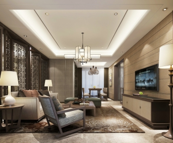 New Chinese Style A Living Room-ID:516512373