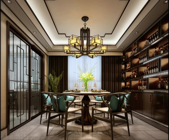 New Chinese Style Dining Room-ID:591801656