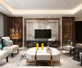 New Chinese Style A Living Room-ID:785070297