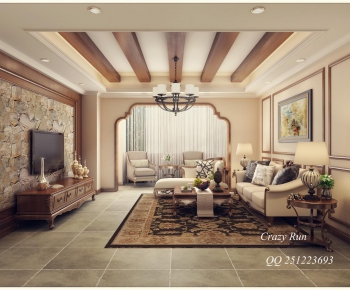 American Style Country Style A Living Room-ID:718307399
