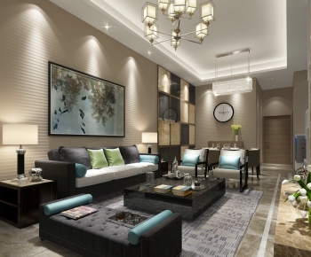 Modern New Chinese Style A Living Room-ID:891094663