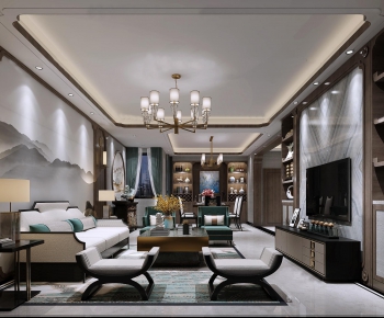 New Chinese Style A Living Room-ID:771219484