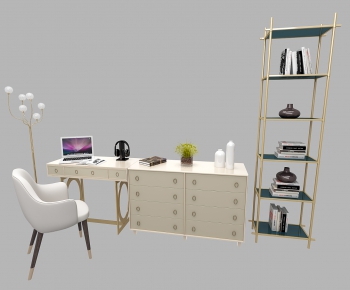 Modern Computer Desk And Chair-ID:595370796