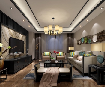New Chinese Style A Living Room-ID:647316633