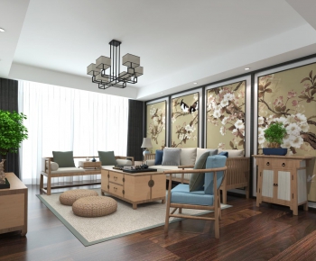 New Chinese Style A Living Room-ID:965455124