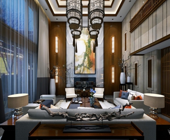 Modern New Chinese Style A Living Room-ID:296247323