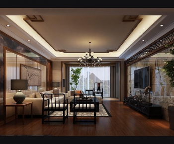 New Chinese Style A Living Room-ID:896925559