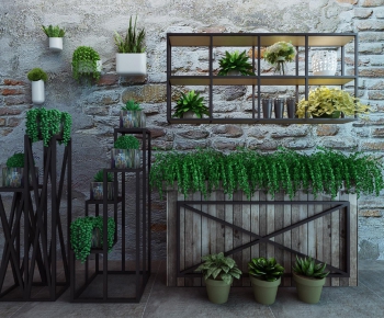 Modern Industrial Style Potted Green Plant-ID:370698131