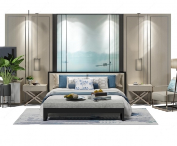 New Chinese Style Double Bed-ID:163164599