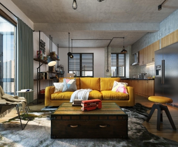 Modern Industrial Style A Living Room-ID:103361314