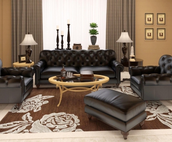 现代美式客厅双人沙发茶几-ID:503544771