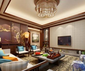 New Chinese Style A Living Room-ID:406636568