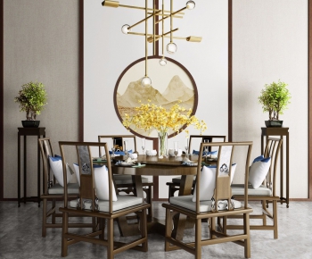 New Chinese Style Dining Table And Chairs-ID:990481935