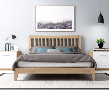 Nordic Style Double Bed-ID:496522515