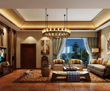 Modern New Chinese Style A Living Room-ID:264271814