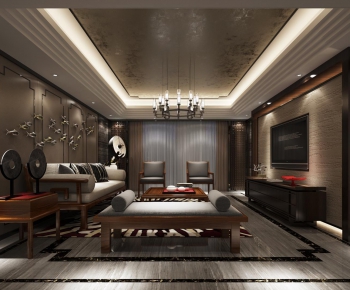 New Chinese Style A Living Room-ID:986549782