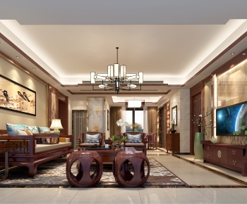 New Chinese Style A Living Room-ID:341809238