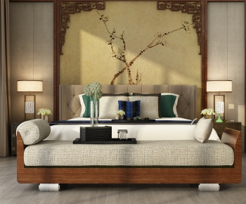 New Chinese Style Double Bed-ID:528179535