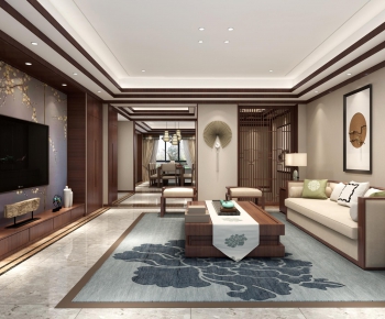 New Chinese Style A Living Room-ID:255495194