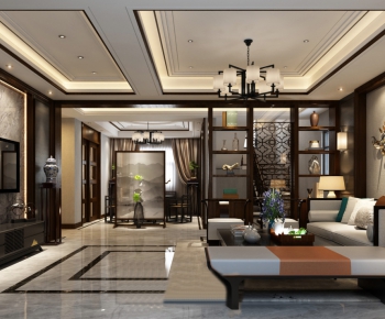 New Chinese Style A Living Room-ID:448096793