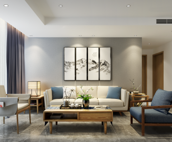 New Chinese Style A Living Room-ID:650976267